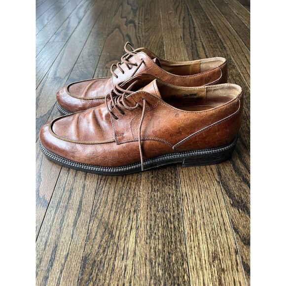 Johnston Murphy Passport Oxford Mens 10.5 M Brown Leather Lace Up Apron Toe Shoe - Picture 3 of 10